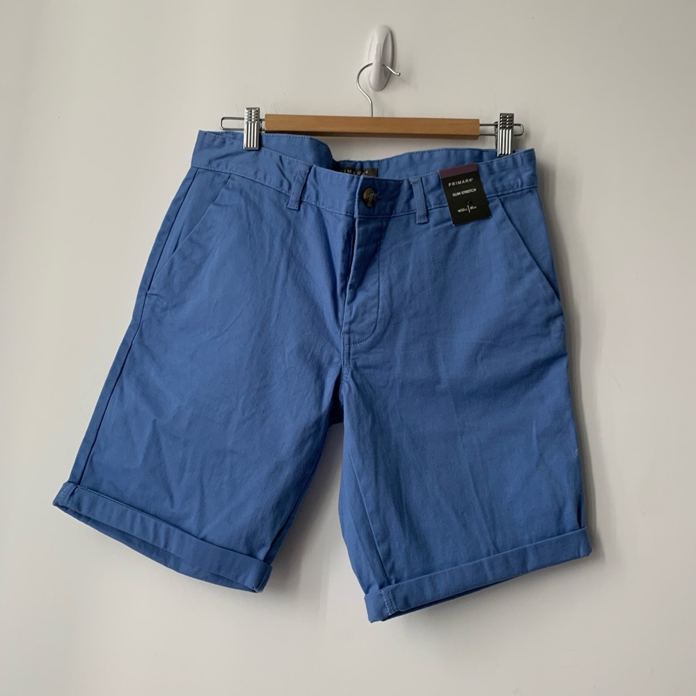 Primark men’s flat front blue shorts Size 32 NWT